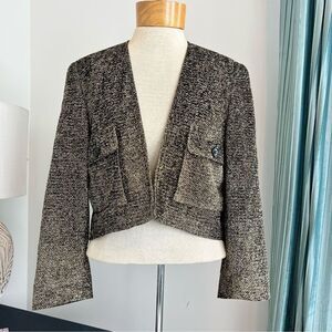 MANI VINTAGE Glamorous Black & Gold Blazer Jacket Set size 40/6 (145)